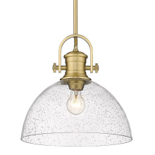 Golden 3118-L BCB-SD - Yep by Golden Lighting Hines 1-light 14in Pendant in Brushed Champagne Brass and Seeded Glass